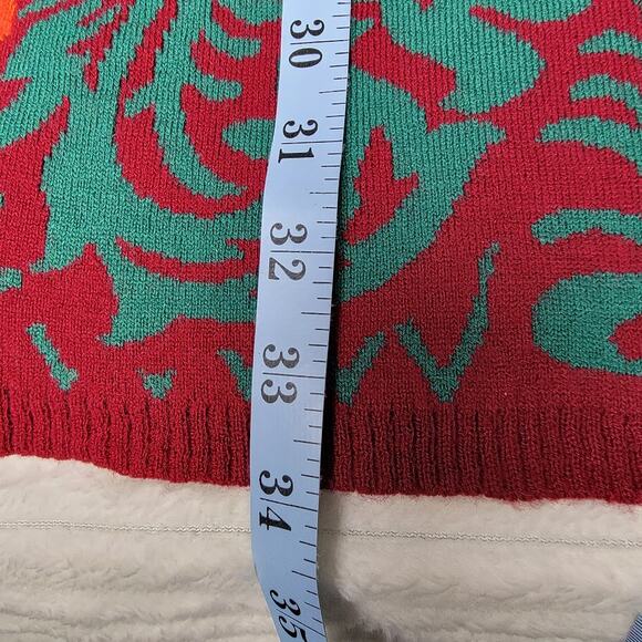 Studio Nouveau Cardigan Coat Open Front Red Green Orange Knit Long Jacket XL - Picture 6 of 10